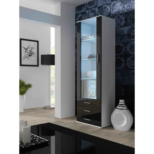 Витрина Cama SOHO S1 бял/черен гланц