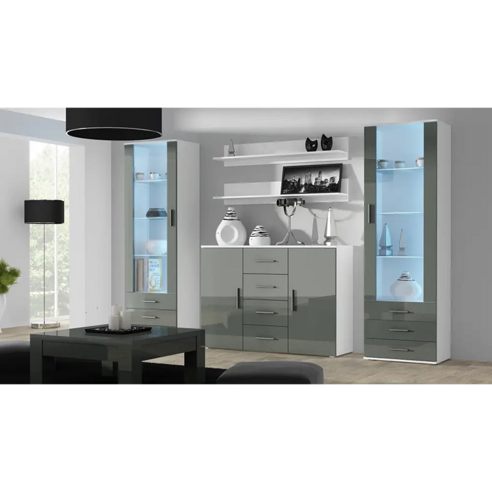 Витрина Cama SOHO S1 бял/сив гланц