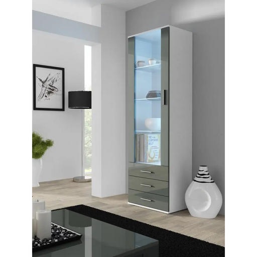Витрина Cama SOHO S1 бял/сив гланц