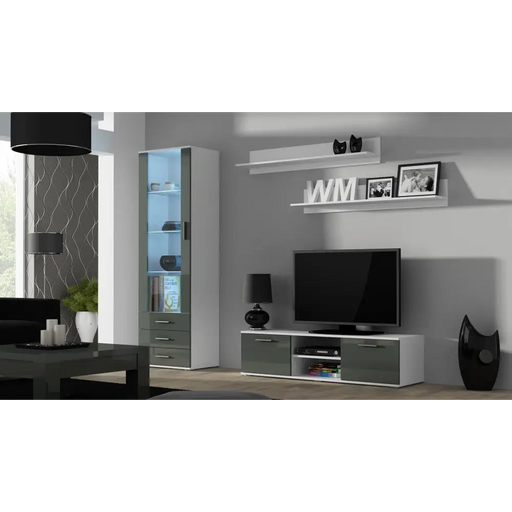 Витрина Cama SOHO S1 бял/сив гланц