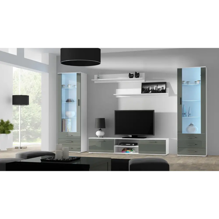 Витрина Cama SOHO S1 бял/сив гланц