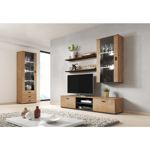 Витрина Cama SOHO S1 дъб левкас/черен