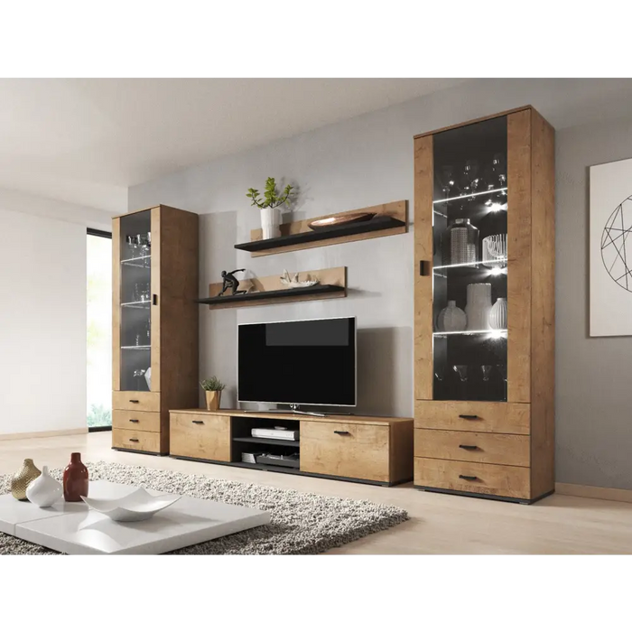 Витрина Cama SOHO S1 дъб левкас/черен
