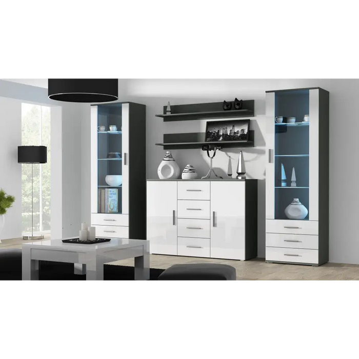 Витрина Cama SOHO S1 сиво/бял гланц