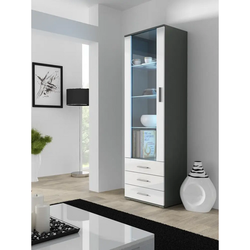 Витрина Cama SOHO S1 сиво/бял гланц