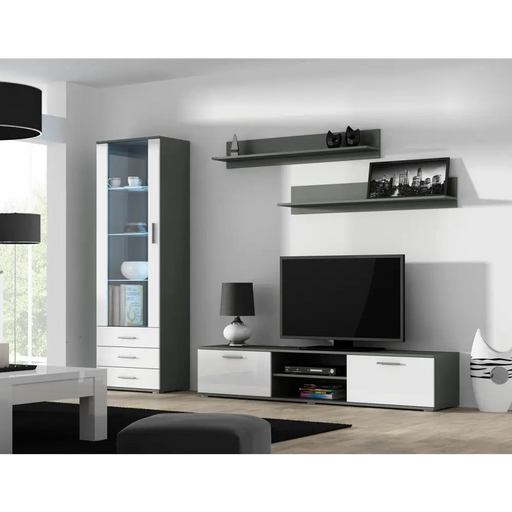 Витрина Cama SOHO S1 сиво/бял гланц