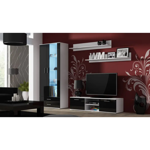 Витрина Cama SOHO S6 2D2S бял/черен гланц