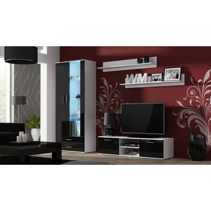 Витрина Cama SOHO S6 2D2S бял/черен гланц