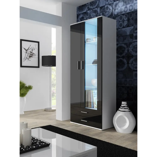 Витрина Cama SOHO S6 2D2S бял/черен гланц