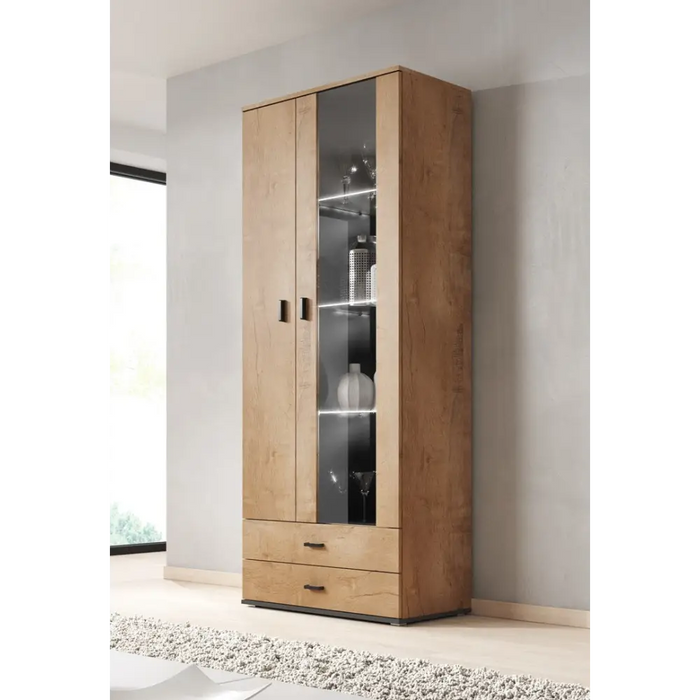 Витрина Cama SOHO S6 2D2S дъб левкас/черен