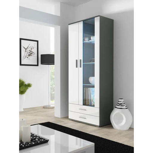 Витрина Cama SOHO S6 2D2S сиво/бял гланц