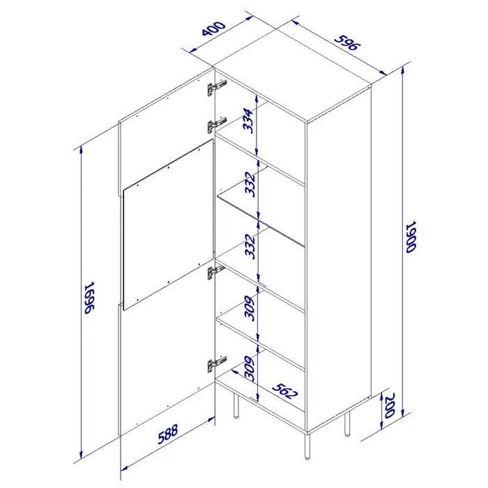 Витрина PALAZZO 60x42x190 черна + дъб крафт