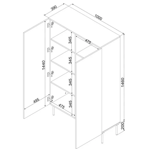Витрина PALAZZO BIS 100x39x166 бял мат