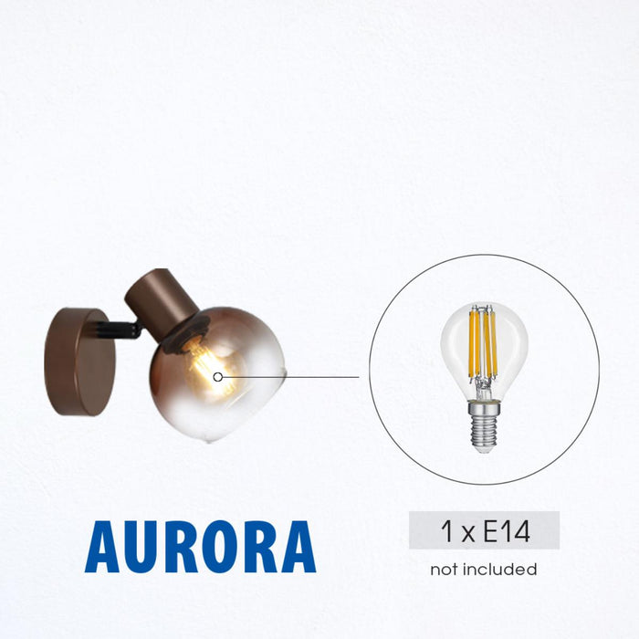 СПОТ AURORA СТЪКЛО КАФЕ 1ХЕ14