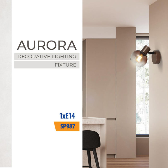 СПОТ AURORA СТЪКЛО КАФЕ 1ХЕ14