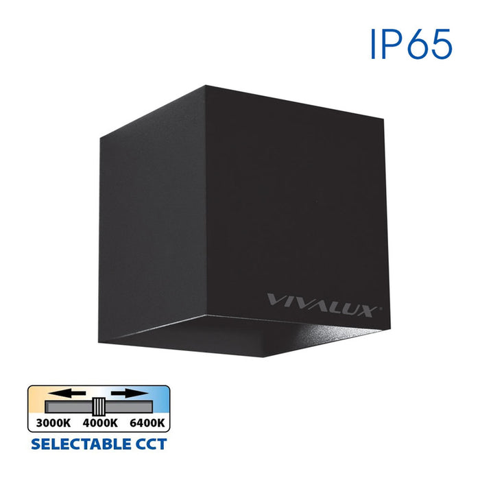 LED ФАСАДНО ТЯЛО ДВУПОСОЧНО КВАДРАТ 2X3W 4K IP54 VIVALUX STARK
