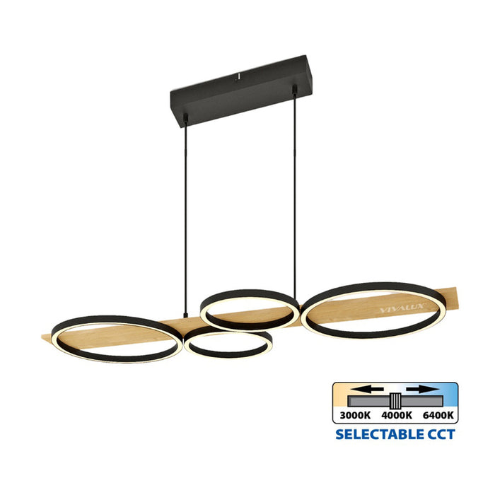 LED ПОЛИЛЕЙ 38W 3000-6400K 1529LM ЧЕРЕН/ДЪРВО VIVALUX MATTEO-P