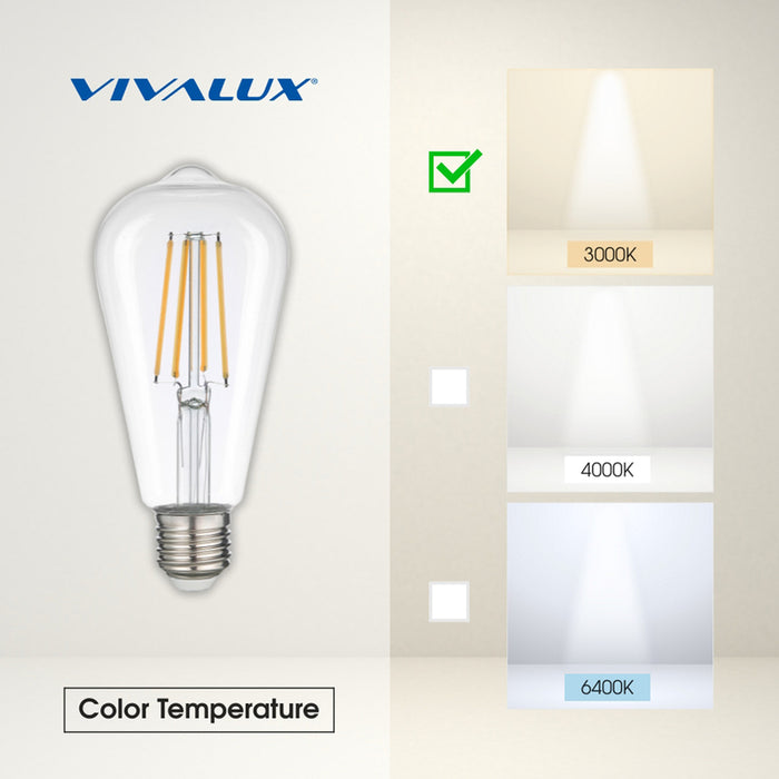 LED КРУШКА E27 8W 1055LM 3000K FILAMENT VIVALUX