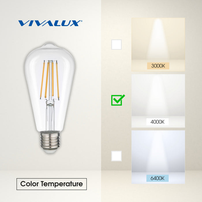 LED КРУШКА E27 8W 1055LM 4000K FILAMENT VIVALUX