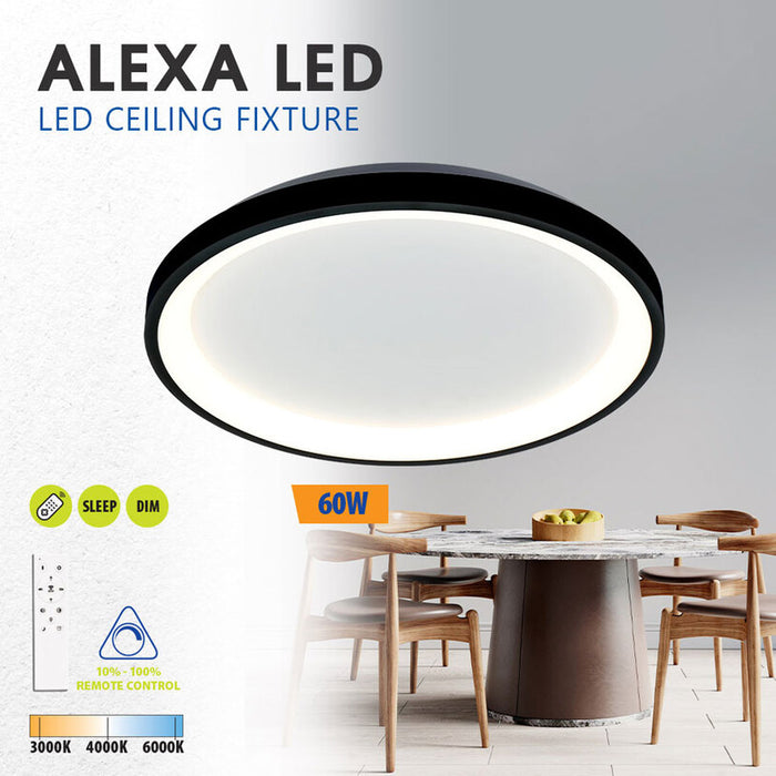 LED ПЛАФОН 60W CCT 2919LM ДИСТАНЦИОННО ЧЕРЕН VIVALUX ALEXA-C