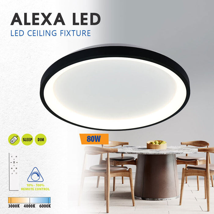 LED ПЛАФОН 80W CCT 3689LM ДИСТАНЦИОННО ЧЕРЕН VIVALUX ALEXA-C