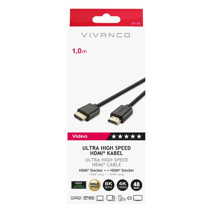 Кабел VIVANCO HDMI 47175 1M 8K