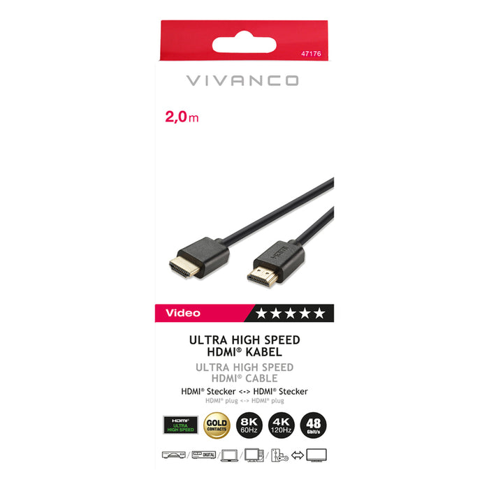 Кабел VIVANCO HDMI 47176 2M 8K