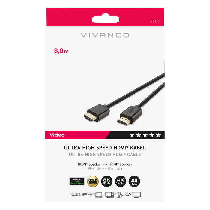 Кабел VIVANCO HDMI 47177 3M 8K