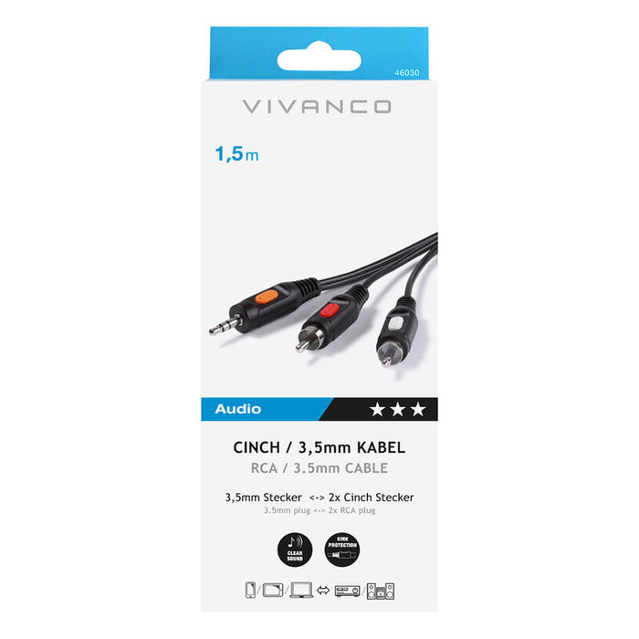 Кабел VIVANCO 46030 1.5M RCA-3.5MM