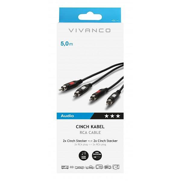 Кабел Vivanco 46014 RCA аудио кабел, стерео 5м