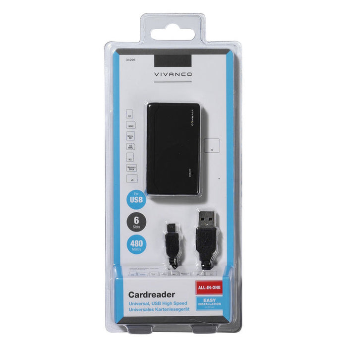 ЧЕТЕЦ ЗА КАРТИ VIVANCO USB 6 SLOT 34296