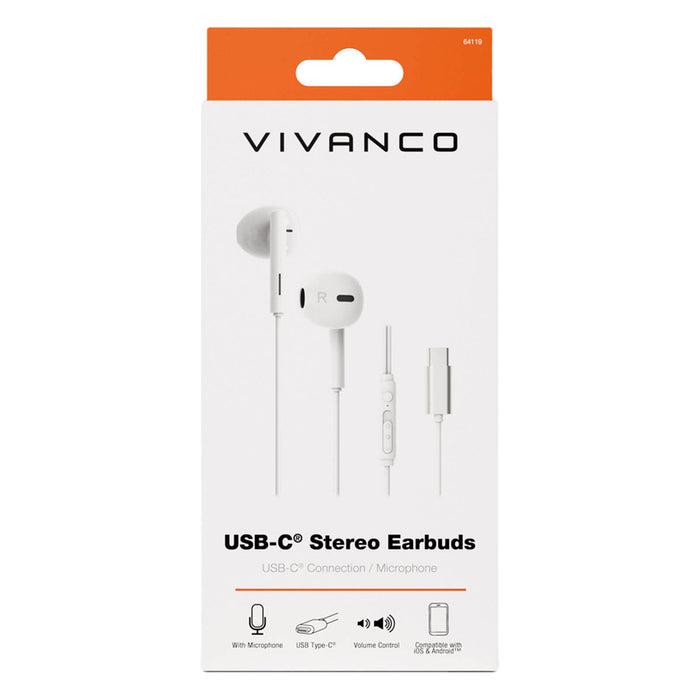 Стерео слушалки VIVANCO USB-C WHITE 64119