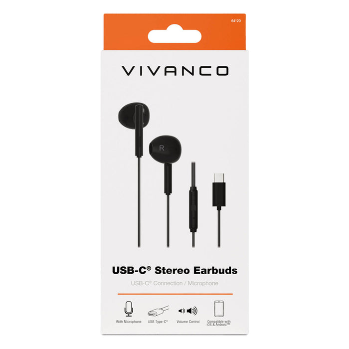 Стерео слушалки VIVANCO USB-C BLACK 64120