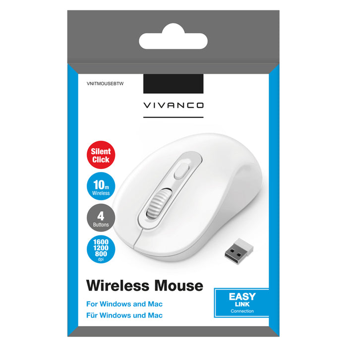 Безжична Мишка VIVANCO 15927 VNITMOUSEBTW WHITE
