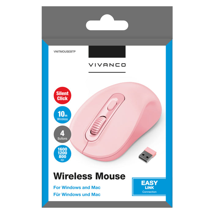 Безжична Мишка VIVANCO 15910 VNITMOUSEBTP PINK