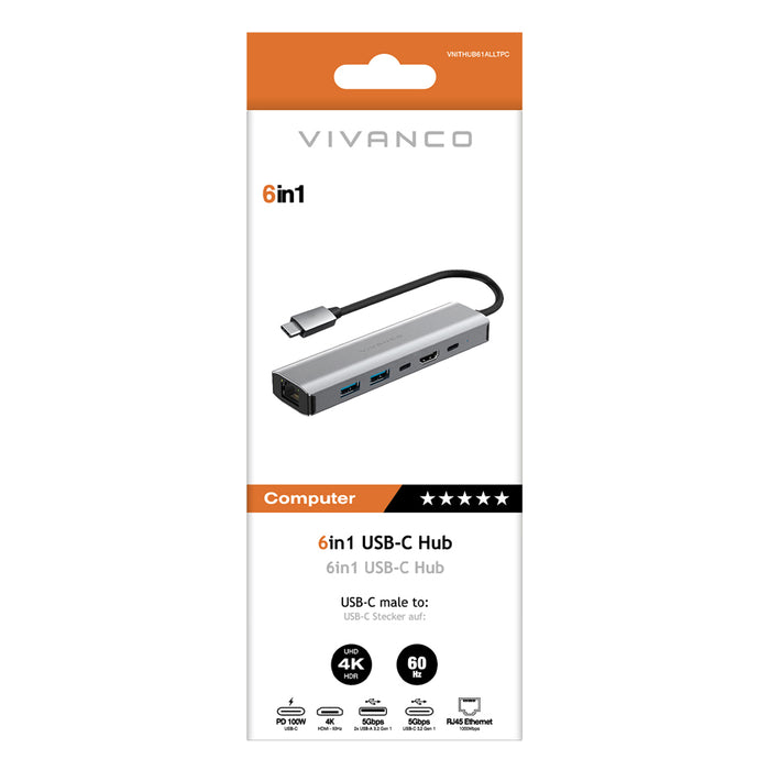 USB HUB VIVANCO 6in1 TB3 100WPD 23632