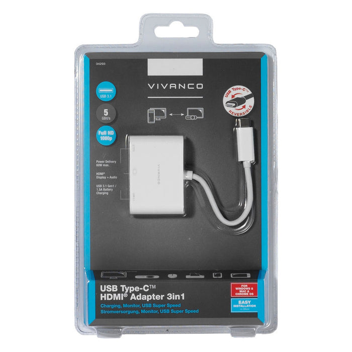 USB HUB VIVANCO USB-C<->HDMI USB A/C**