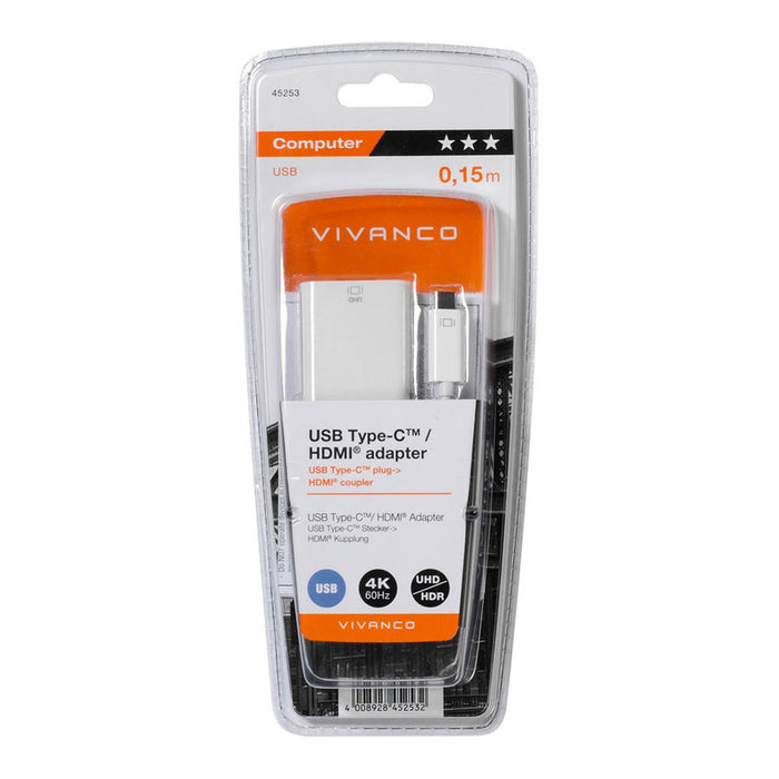 Кабел от източник с USB-C VIVANCO към приемник с HDMI USB Type-C to HDMI 45253 работи само в тази посока