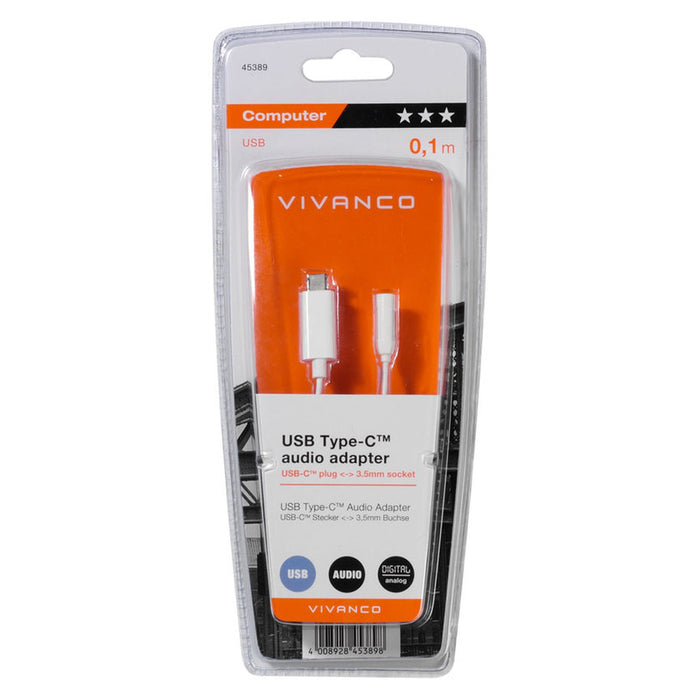 Кабел VIVANCO USB-C to 3.5 mm M/F 45389