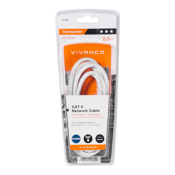 Кабел VIVANCO CAT6 UTP 2 m WT 45369