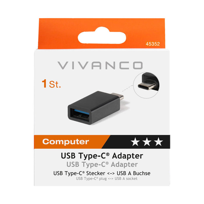 Кабел адаптор VIVANCO USB-C-M-USB 3.1-F 45352