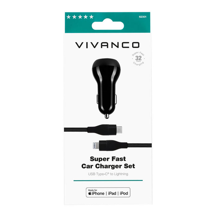 ЗАРЯДНО 12V+КАБЕЛ LIGHTNING 32W 62301