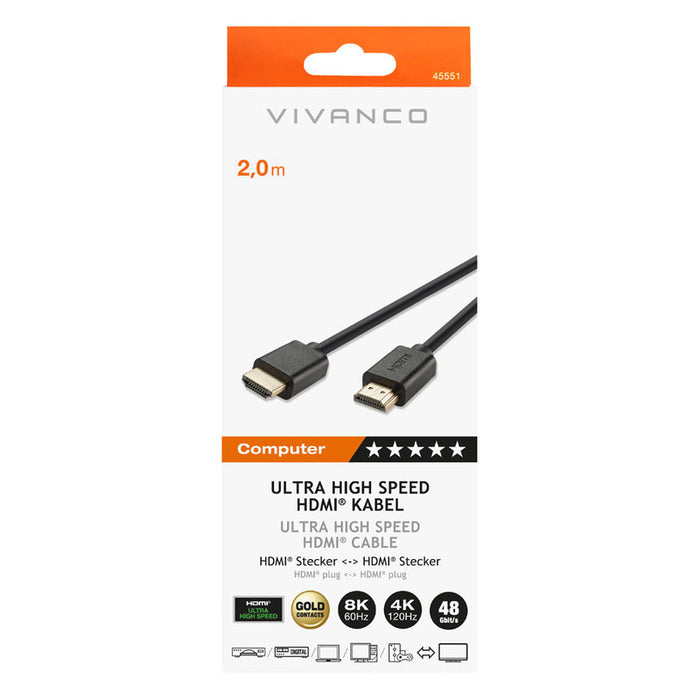 Кабел VIVANCO HDMI ULTRA HD 8K 2 m 45551