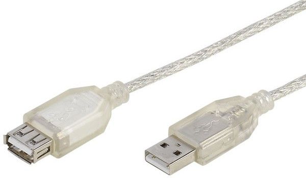 Удължителен кабел Vivanco - 25414, USB-A/USB-A, 1.8 m, прозрачен
