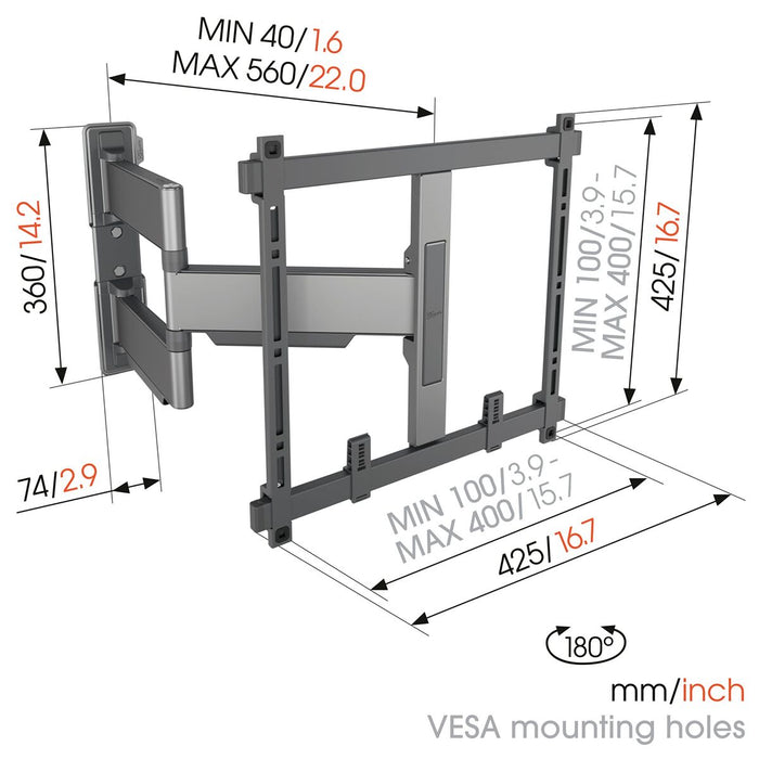 Поставка за стена за телевизор с дръжка Vogel's TVM5445   NEGRO 32" 65"