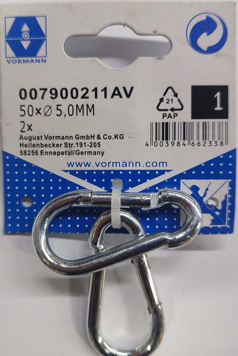КАРАБИНА ПОЦИНКОВАНА VRN 5ММ 50X7/5 2БР