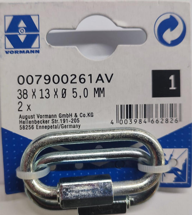 КАРАБИНА ОВАЛ С ГАЙКА 5MM 38/6.5X13 2БР
