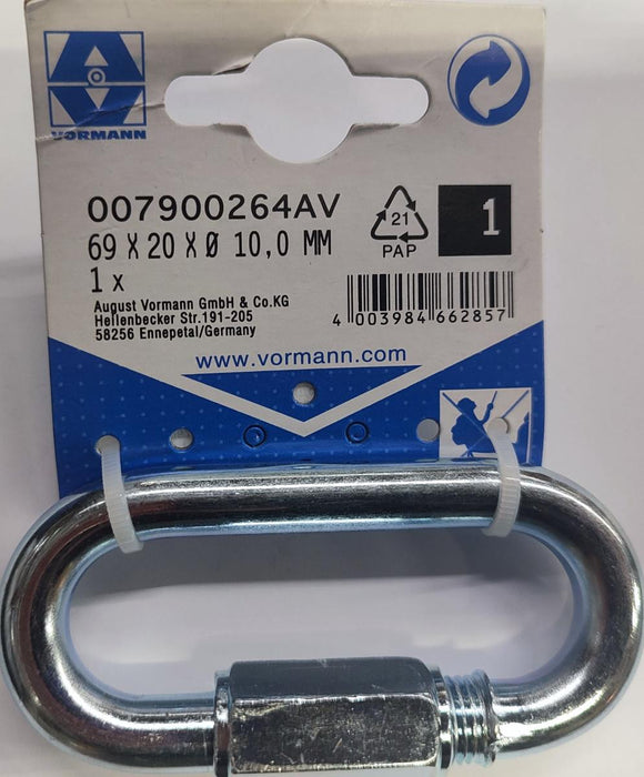 КАРАБИНА ОВАЛ С ГАЙКА VRN 10MM 69/12X20