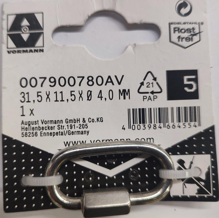 КАРАБИНА ОВАЛ С ГАЙКА 4 MM 31.5/5.5X11.5