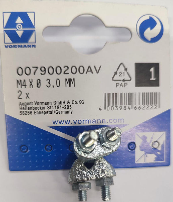 СКОБА ЗА КАБЕЛ ПОЦИН VRN 3MM М4 2БР